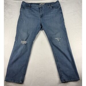 Levi's Women's Size 20W 724 High Rise Straight Jeans - Light / Distressed